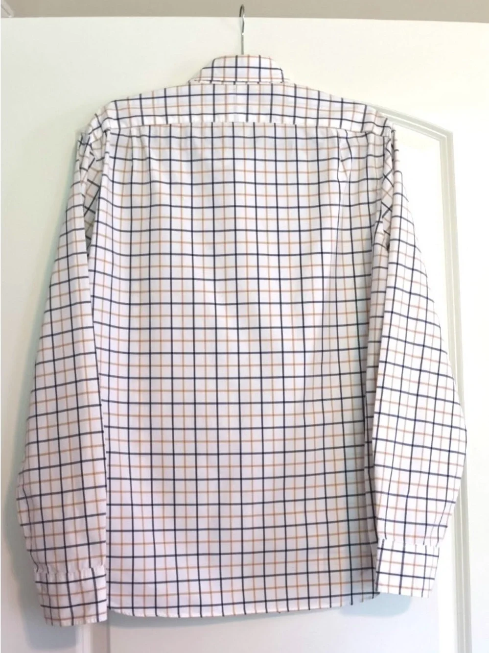 J.Crew Men’s Cotton Windowpane Plaid Button Down Shirt M Navy Tan Preppy